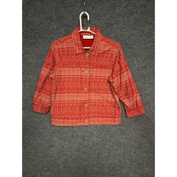 Liz Claiborne First Issue Jacket Women's XL Red Geometric Patterned Jacket - Picture 7 of 16
